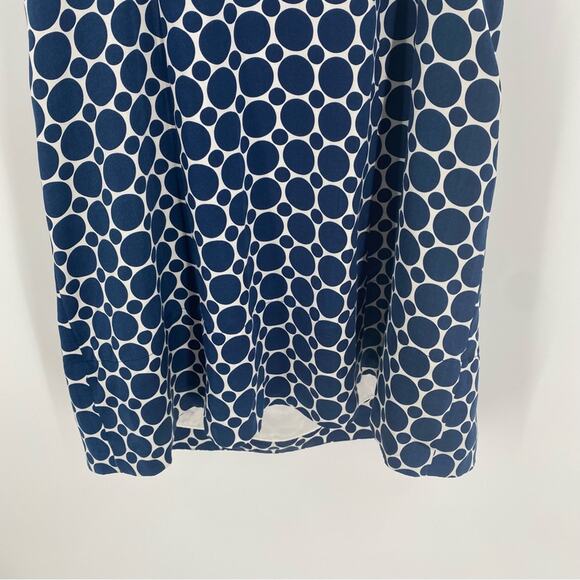 Silk blend strapless dress white with large blue polka dots size 4 - Picture 3 of 10